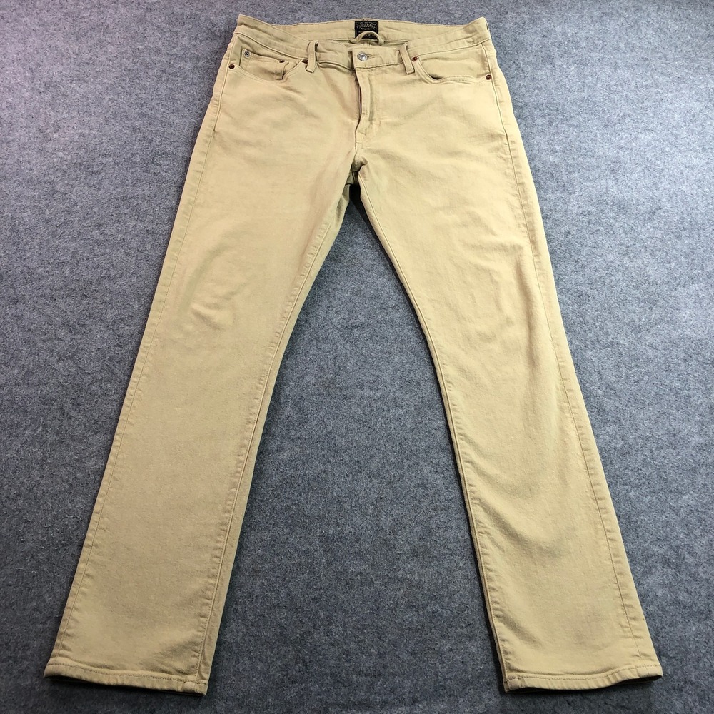 Civilianaire x Allen Edmonds Mens Walker Jeans 34 Tan Slim Straight Made in USA